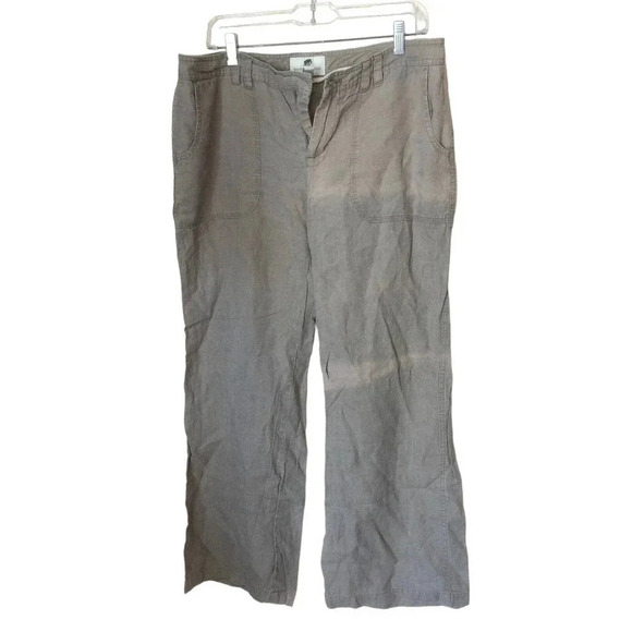 Banana republic 100% Organic Linen Summer Casual Pants Women Sz 12 Pocket Gray - Picture 1 of 7